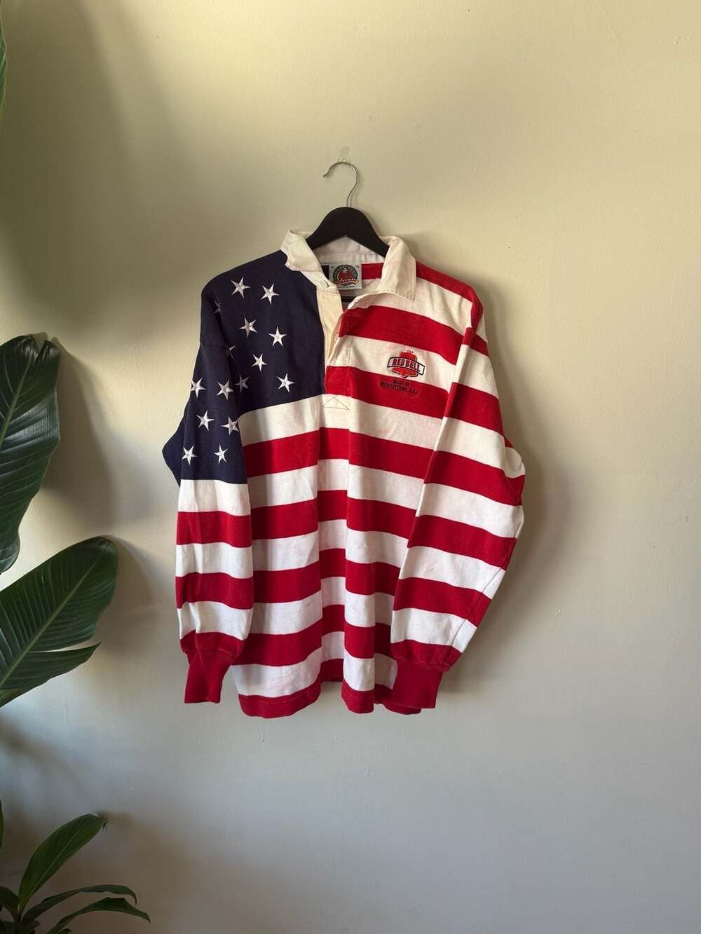 Barbarian USA American Flag Red Bell Brewerytown Long Sleeve Rugby Shirt XL